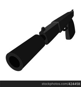 Pistol with silencer cartoon icon on a white background. Pistol with silencer cartoon icon