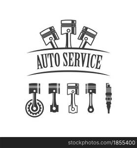 Piston auto service logo vector flat design