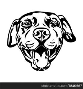 Pitbull dog, black silhouette drawing, vector illustration.