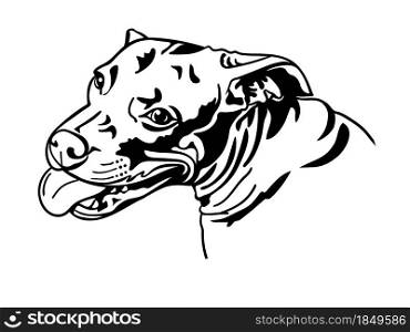 Pitbull dog, black silhouette drawing, vector illustration.