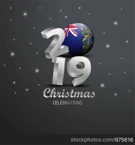 Pitcairn Islnand Flag 2019 Merry Christmas Typography. New Year Abstract Celebration background