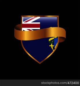Pitcairn Islnand flag Golden badge design vector