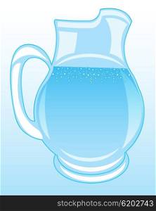 Pitcher with clean drinking water. The Glass pitcher with clean drinking water.Vector illustration