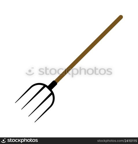 pitchfork for agricultural work with hay and grass, vector pitchfork simple drawing