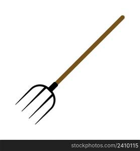 pitchfork for agricultural work with hay and grass, vector pitchfork simple drawing