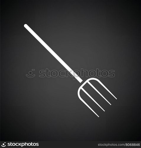 Pitchfork icon. Black background with white. Vector illustration.