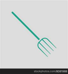 Pitchfork icon. Gray background with green. Vector illustration.