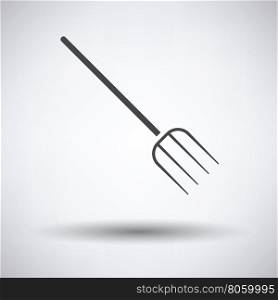Pitchfork icon on gray background with round shadow. Vector illustration.