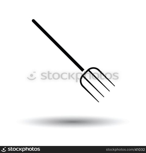 Pitchfork icon. White background with shadow design. Vector illustration.