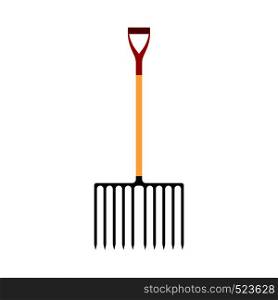 Pitchfork red vector illustration tool icon isolated object equipment. Gardening agriculture fork silhouette farming.