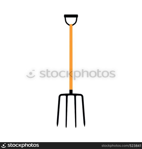 Pitchfork vector illustration tool icon isolated object equipment. Gardening agriculture fork silhouette farming.