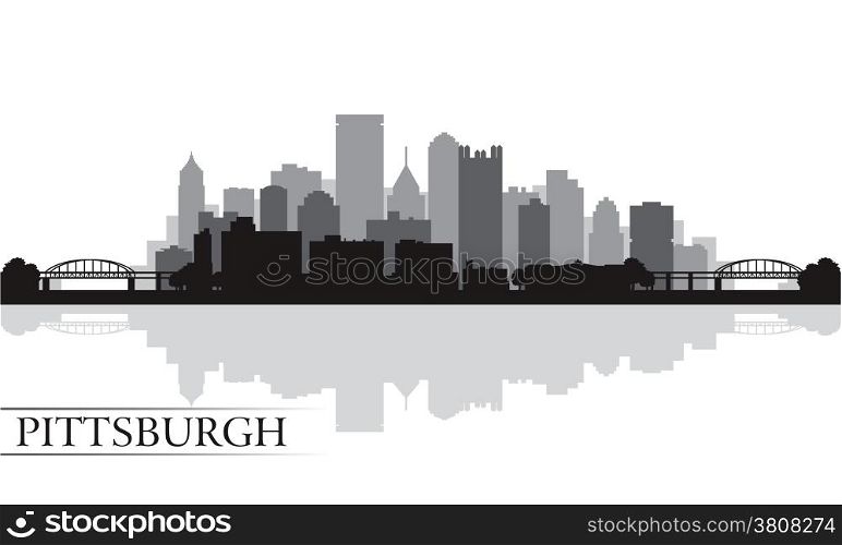 Pittsburgh city skyline silhouette background. Vector illustration