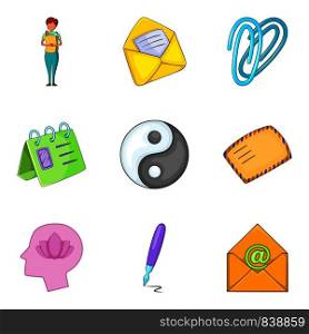 Pity icons set. Cartoon set of 9 pity vector icons for web isolated on white background. Pity icons set, cartoon style