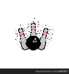 Pixel art Bowling logo and symbol on white background