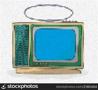 Pixel art retro tv vector icon