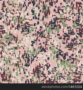 Pixel camouflage seamless pattern. Military camouflage endless wallpaper. Design for fabric, textile print, wrapping paper, cover. Modern vector illustration. Pixel camouflage seamless pattern. Military camouflage endless wallpaper