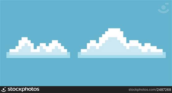 Pixel cloud icons simple design
