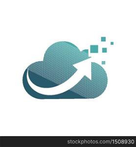 Pixel Cloud Up Arrow Internet Data Technlogy Logo