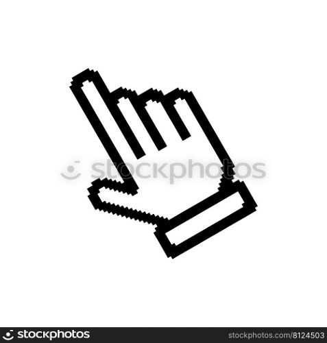 Pixel cursor hand icon symbol