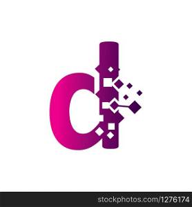 Pixel D Letter Logo design, Creative Vector Template symbol