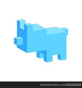 Pixel dog isometric in trendy style. Cartoon Dog Isolated. Vector illustration. Stock picture. EPS 10.. Pixel pig isometric in trendy style. Cartoon Dog Isolated. Vector illustration. Stock picture.