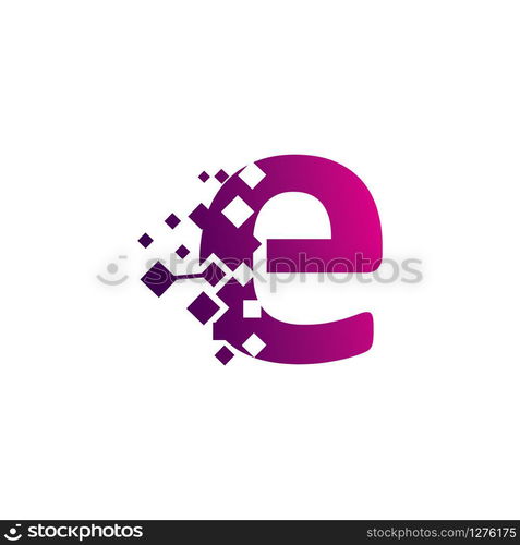 Pixel E Letter Logo design, Creative Vector Template symbol