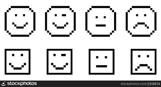 Pixel emotions in flat style. Design element. Pixel icons. Sad face. Face symbol. Vector illustration. stock image. EPS 10.. Pixel emotions in flat style. Design element. Pixel icons. Sad face. Face symbol. Vector illustration. stock image.
