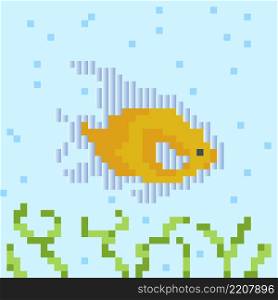 Pixel fish in the sea