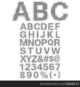 Pixel Font - Alphabets and numerals characters in retro square pixel font.. Pixel Font - Alphabets and numerals characters in retro square pixel font