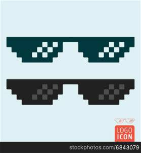 Pixel glasses icon. Thug life meme glasses. Vector illustration. Glasses icon isolated