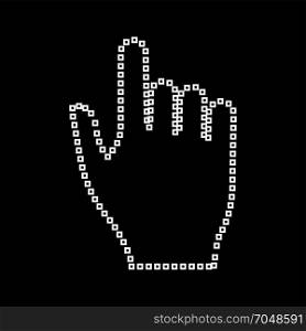 Pixel hand white icon .