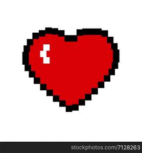 Pixel heart icon isolated on white background. Pixel heart icon