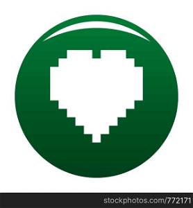 Pixel heart icon. Simple illustration ofpixel heart vector icon for any design green. Pixel heart icon vector green