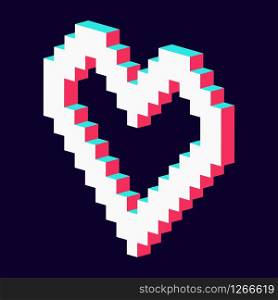 pixel heart made in 3d blue red white