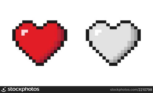 Pixel hearts. 8-bit hearts. Heart in video game style. Retro style.. Pixel hearts. 8-bit hearts. Heart in video game style. Retro style. For valentine&rsquo;s day or wedding