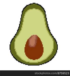 Pixel icon for proper nutrition avocado fruit. Also available for embroidery. Vector illustration