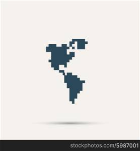 Pixel icon North and South America. Vector design.. Pixel icon North and South America. Vector design