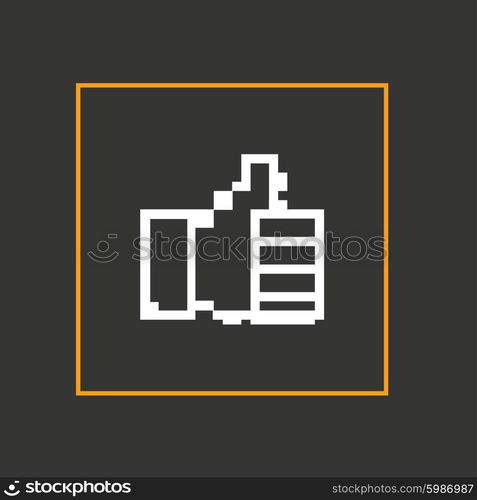 Pixel icon raised a finger. Vector design.. Pixel icon raised a finger. Vector design