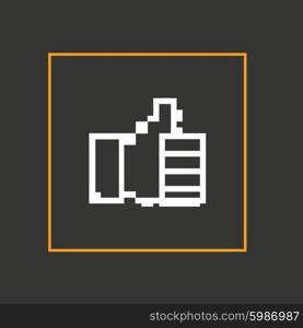 Pixel icon raised a finger. Vector design.. Pixel icon raised a finger. Vector design