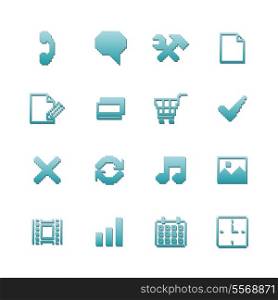 Pixel icons set for navigation of online purchase payment and preferences isolated vector illustration