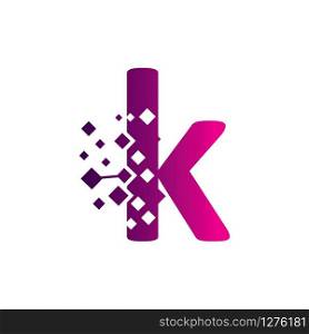 Pixel K Letter Logo design, Creative Vector Template symbol