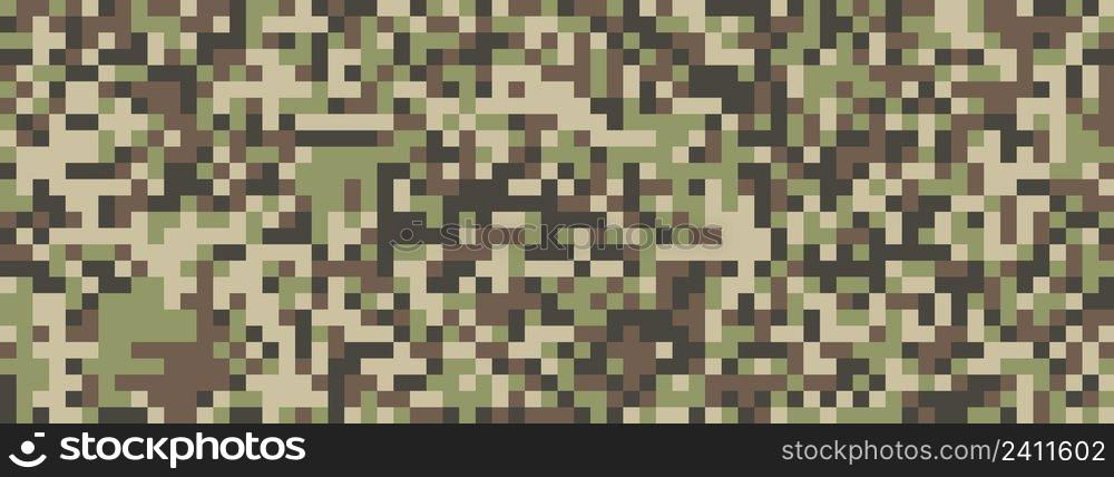 Pixel mosaic in the colors of green camouflage. Seamless pattern for texture, textiles and simple backgrounds.