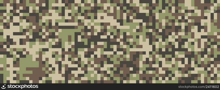 Pixel mosaic in the colors of green camouflage. Seamless pattern for texture, textiles and simple backgrounds.