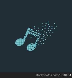 Pixel music note tyechnology logo vector design