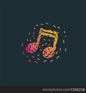 Pixel music note tyechnology logo vector design