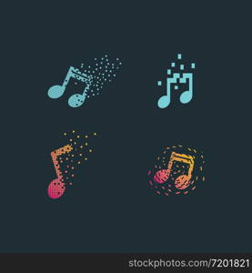 Pixel music note tyechnology logo vector design