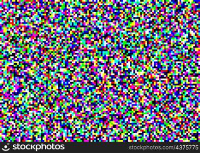 Pixel Noise TV. Analog VHS error. Noise effect seamless pattern. Bright color display screen wallpaper. Glitch texture. No signal. Abstract backdrop. Vector illustration. Pixel Noise TV. Analog VHS error. Noise effect seamless pattern.