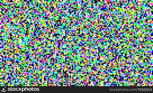 Pixel Noise Vector. VHS Glitch Texture TV Screen. Introduction And The End Of The TV Programming.. Pixel Noise Vector. VHS Glitch Texture TV Screen. Color Pixels Background. No Signal