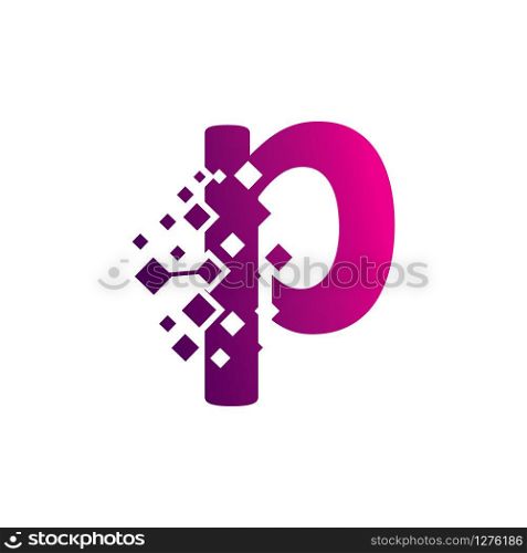 Pixel P Letter Logo design, Creative Vector Template symbol