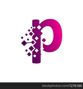 Pixel P Letter Logo design, Creative Vector Template symbol